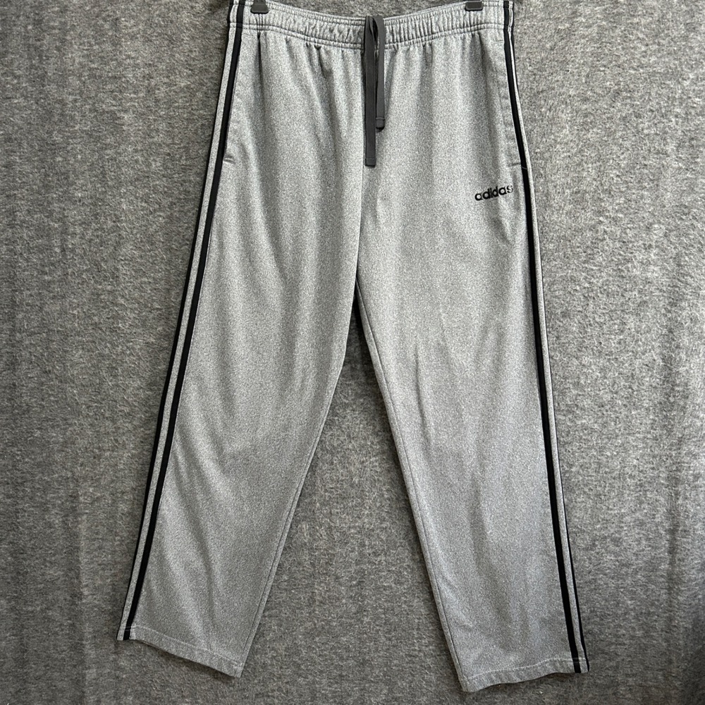 Adidas Track Pants Mens XL Gray Essentials 3 Stripe Loose Warm Up Athletic Gym